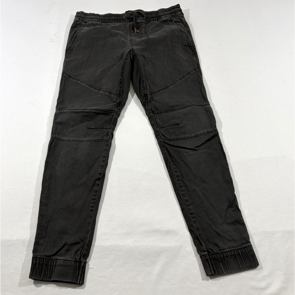 Hollister Skinny Pull On Jogger Black Faded Chino Stretch Pants Grunge Rock Sz S
